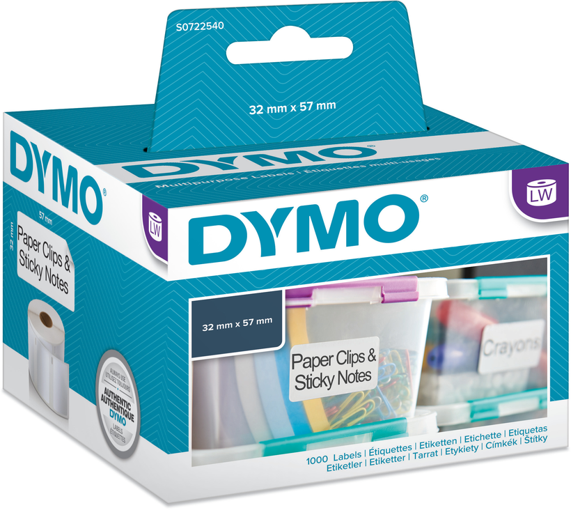 Dymo Multipurpose Labels, 32x57mm, White