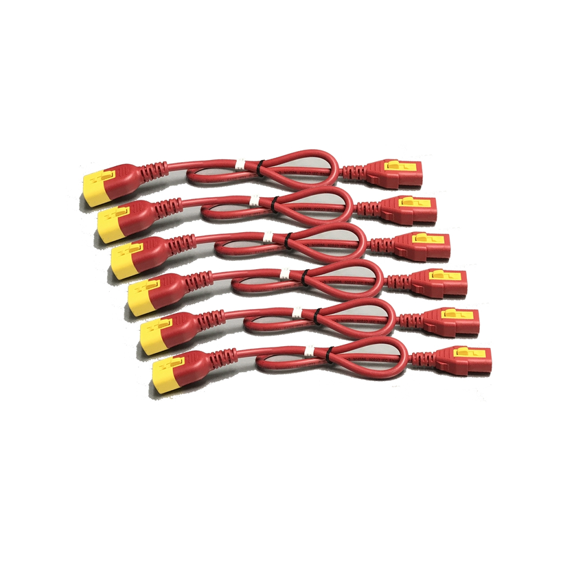 Kit câble alim C13>C14 droit 0,6m rouge