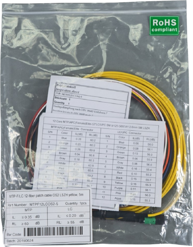 LWL Kabel siec.MTP/MPO gn - 12xLC wt 5 m