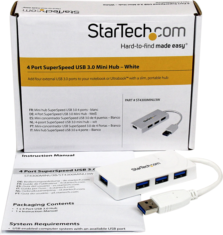 Hub USB 3.0 StarTech mini 4portas branco