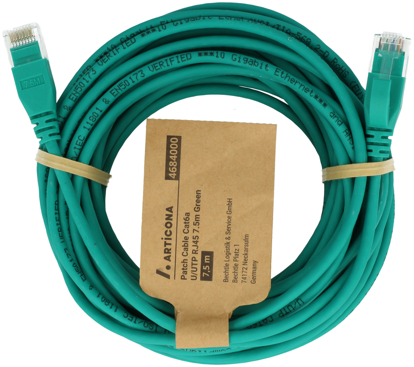 Câble patch RJ45 U/UTP Cat6a 1 m vert
