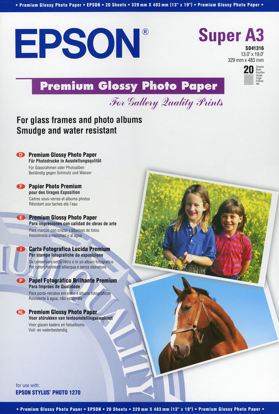 Epson Premium Glossy A3+ Photo Paper