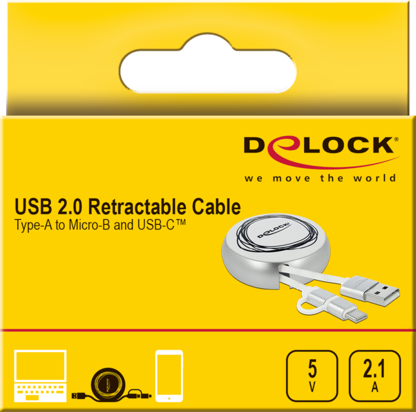 Delock USB-A - Micro-B/C Cable 0.46m