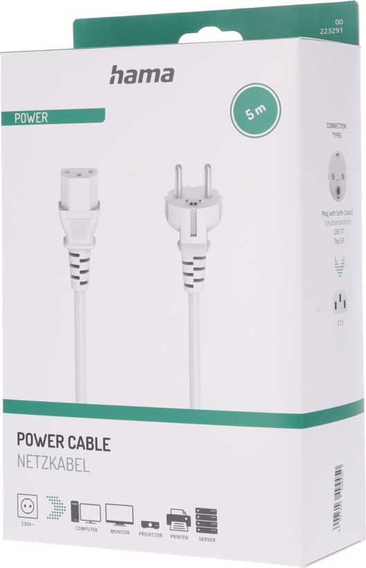 Power Cable Local/m - C13/f 5.0m White