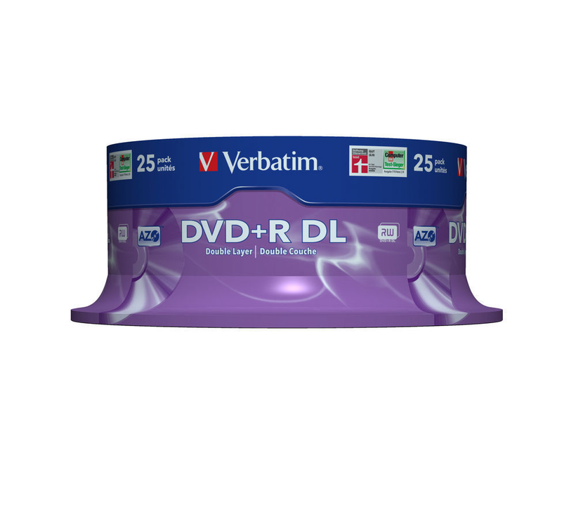 DVD+R 8,5 Go Verbatim DL 8x, spindle 25