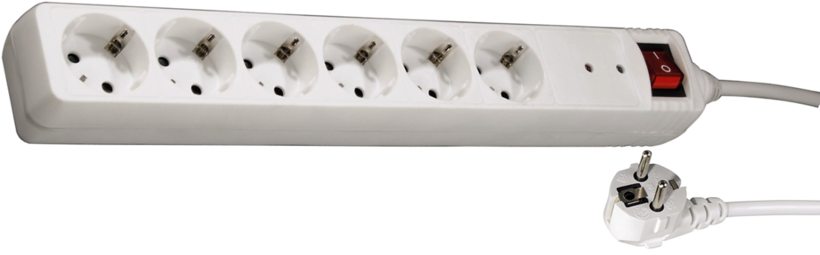6-socket Voltage Prot. 1.4m Switch White