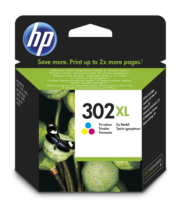 HP 302XL tinta háromszínű