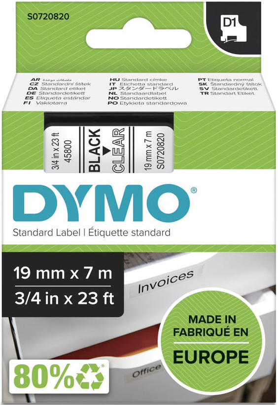 Dymo LM 19mmx7m D1-Schriftband transp.