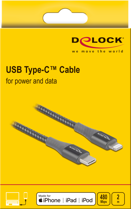 Câble Delock USB-C - Lightning, 2 m