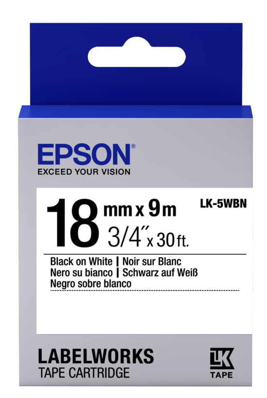 Fita de etiquetagem Epson LK-5WBN 18 mm
