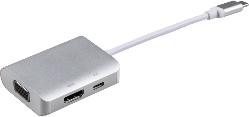 Adapter USB Typ C wt - HDMI/VGA/USB gn