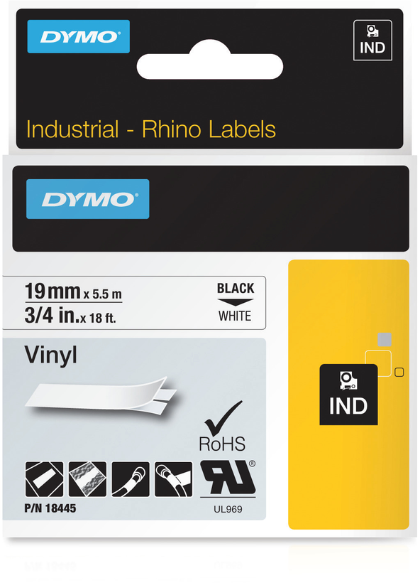 Ruban vinyle Dymo Rhino blanc, 19 mm