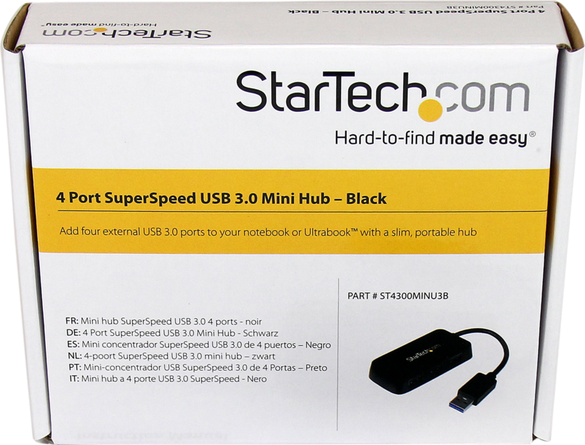 Hub USB 3.0 mini StarTech 4 p., negro