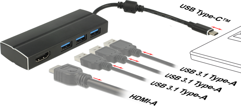 Adapter USB 3.0 Type-C/m - HDMI+USB A