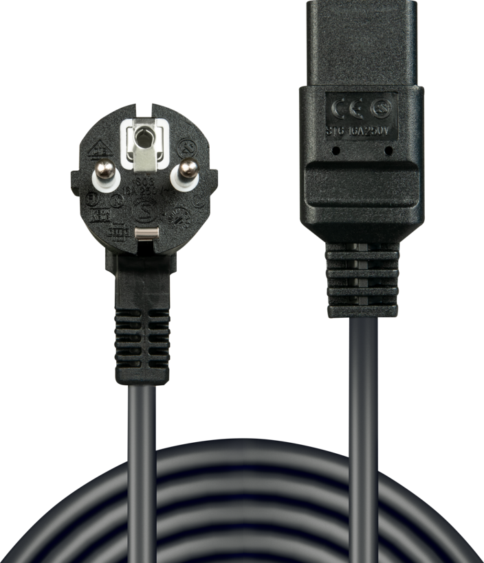 Cable alim. conector m-C19 h, 2 m, negro