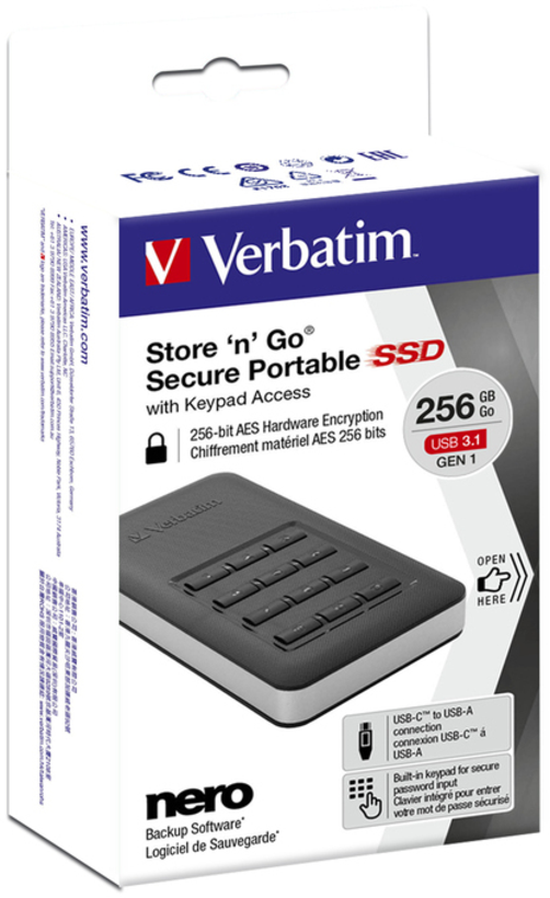 Verbatim Secure USB 3.0 SSD 256 GB