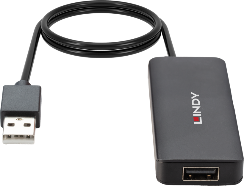 Hub USB 2.0 LINDY 4 ports, noir