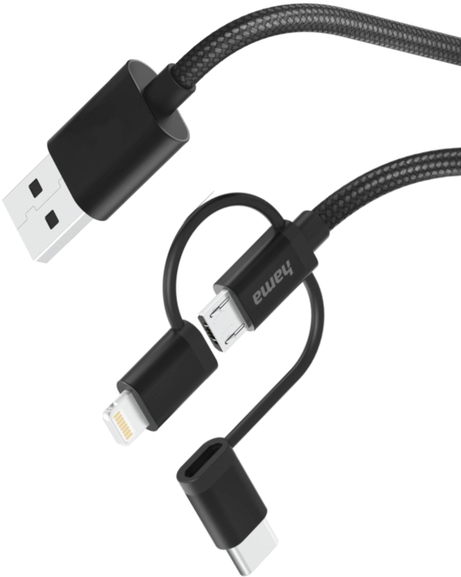 Cabo Hama USB A-Lightn/micro-B/C 1,5 m
