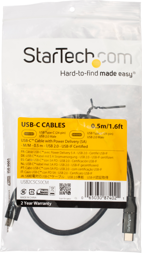 Cabo StarTech USB tipo C 0,5 m