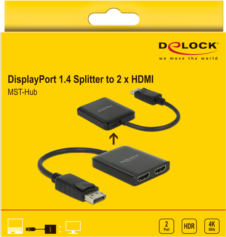 Hub MST DisplayPort - 2x HDMI