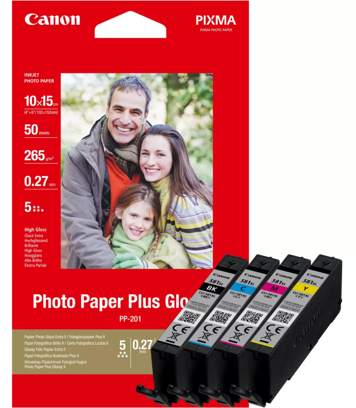 Multipack tinta Canon CLI-581XL + papel