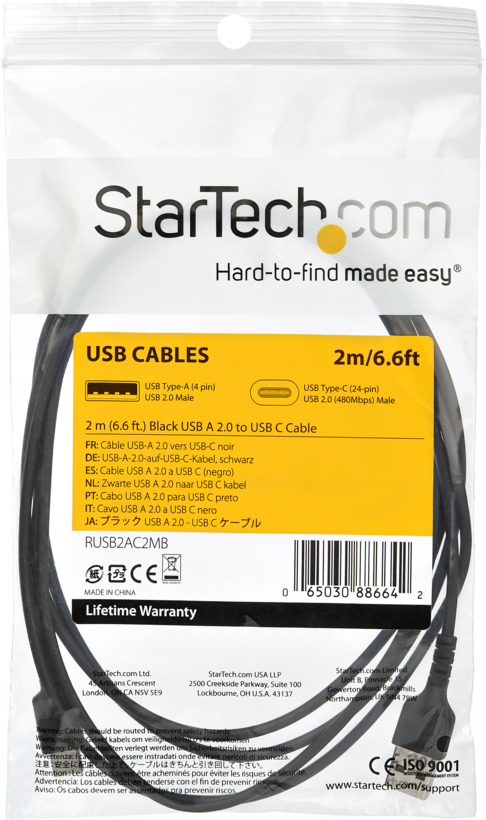 Câble StarTech USB-C - A, 2 m