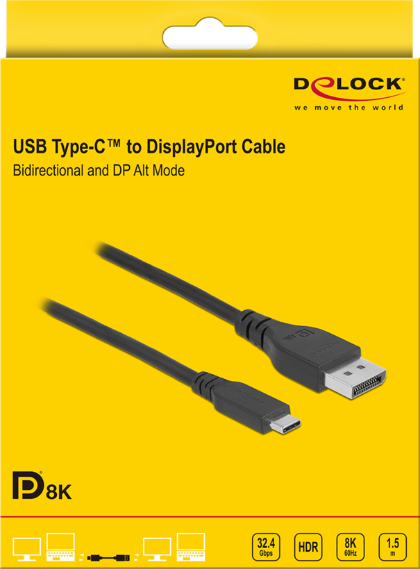 Kabel USB typ C k. - DisplayPort k. 1,5m