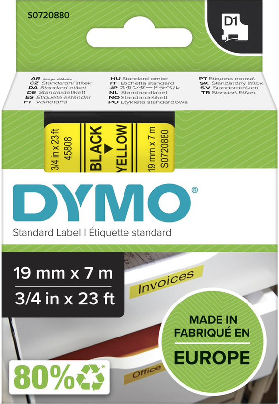 Popisovací páska Dymo D1 žl./černá 19mm
