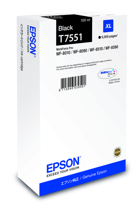 Epson T7551 XL tintapatron, fekete