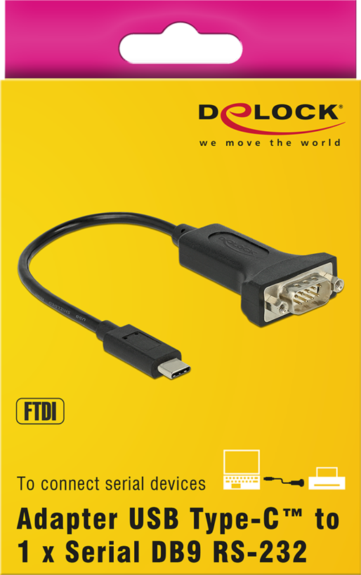 Adaptateur DB9 m. (RS232)-USB-C m. 0,25m