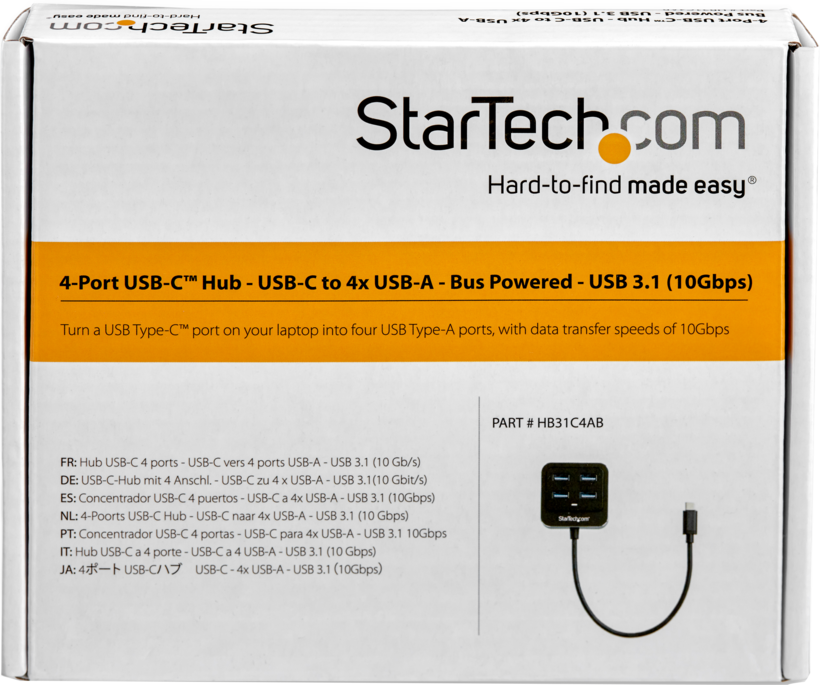 Hub StarTech USB 3.1 4port. typ C, černý
