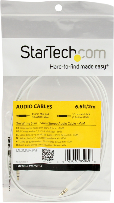 Cable jack m - jack m 3,5 mm, 2 m