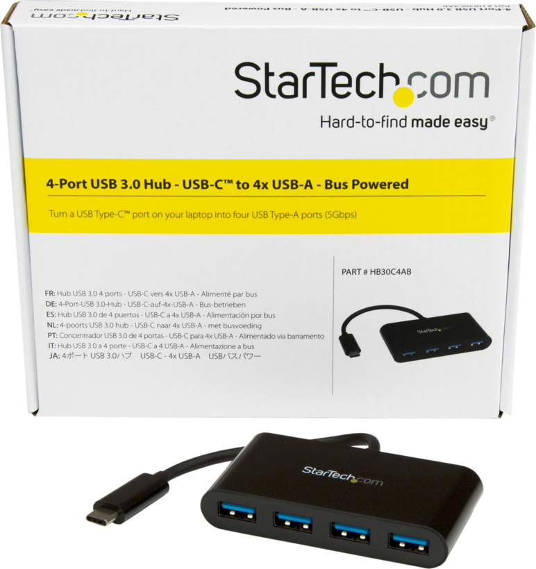 StarTech USB 3.0 4 portos hub, fekete