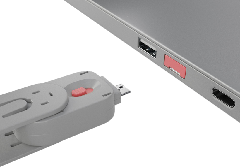 USB-A portzár, pink, 4 db + 1 kulcs