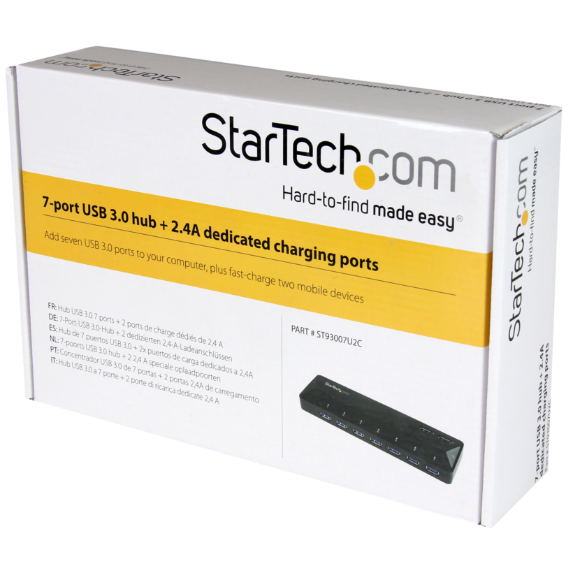 StarTech USB 3.0 7 portos hub, fekete