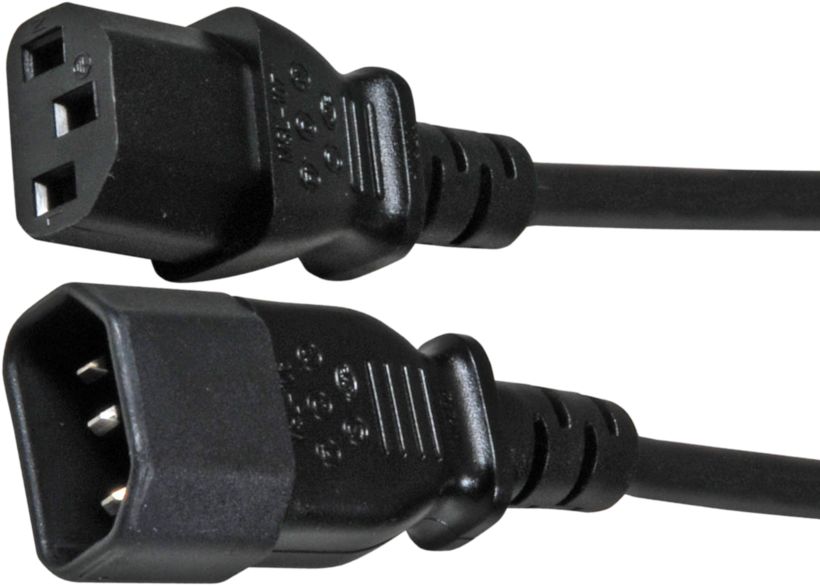 Câble alim, C13f.-C14 m., 1,0 m, noir