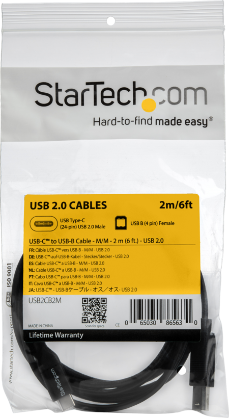 Cable USB 2.0 C/m-B/m 2m Black