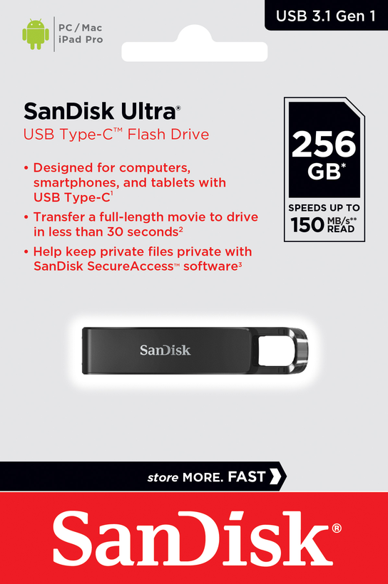 Mem. USB SanDisk Ultra 256 GB tipo C
