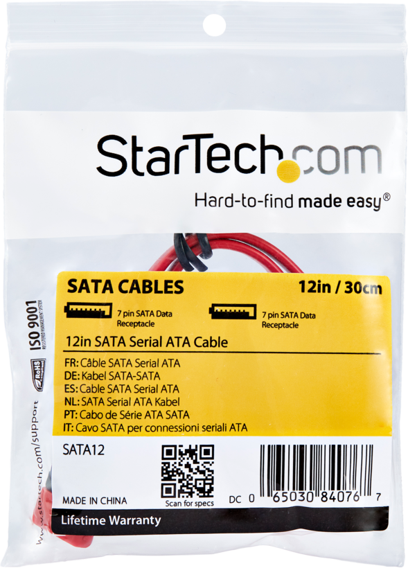 Cable SATA m - SATA m int.; 0,3m rojo