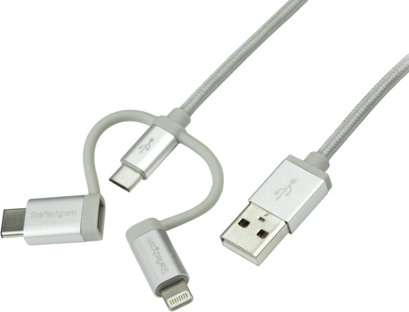 Cable USB 2.0 A/m - Lightning+MicroB+C/m