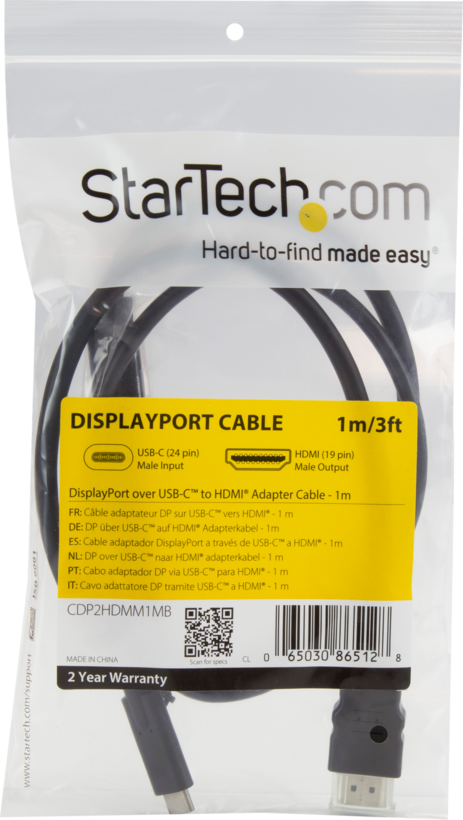 USB-C - HDMI m/m kábel 1 m, fekete