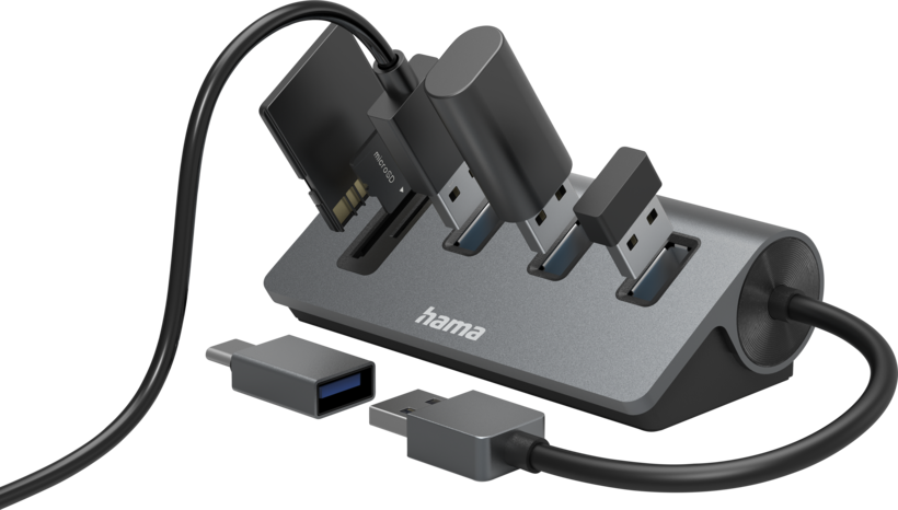 Hama USB Hub 3.0 3-Port + czytnik kart