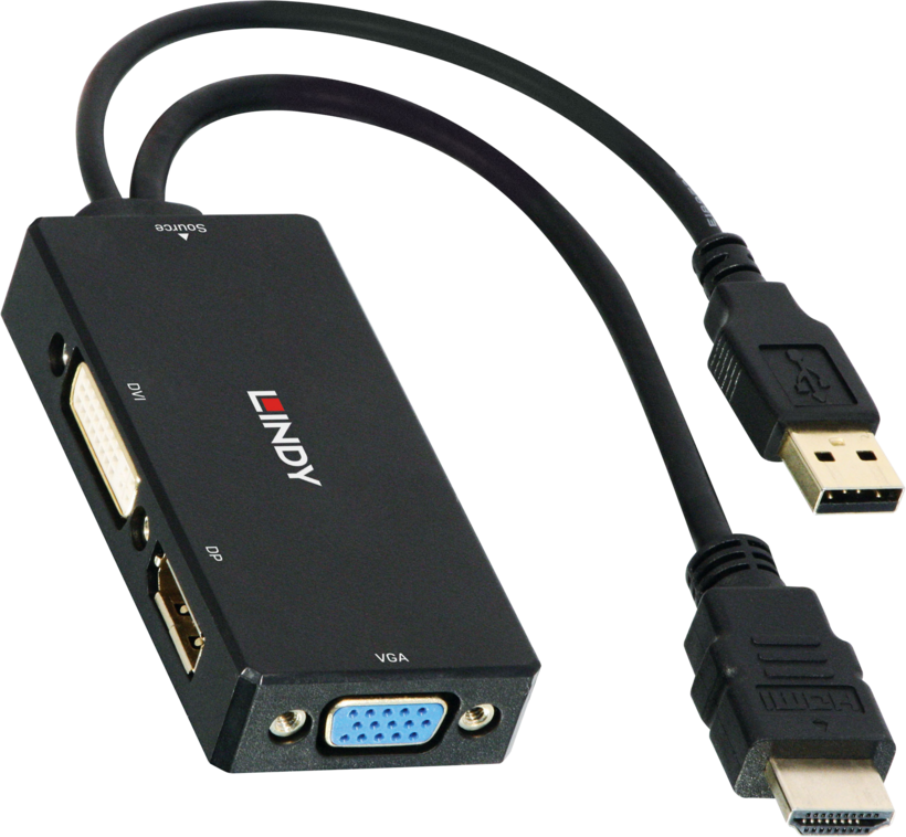Adaptateur HDMI m. - DP/DVI/VGA f.