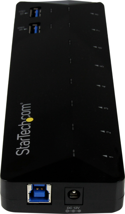 StarTech USB 3.0 10 portos hub, fekete