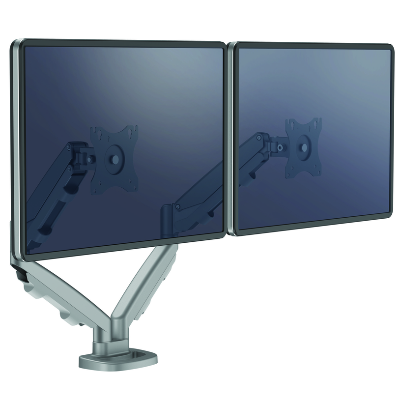 Braccio monitor 2x tavolo Reflex argento
