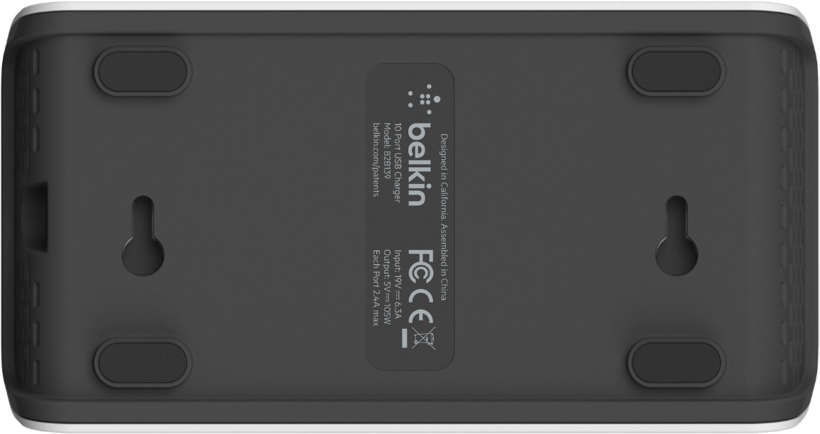 Est. carga USB Belkin 10pts. blanco/gris