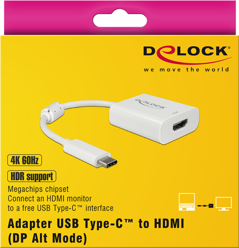 Adaptér USB typ C kon. - HDMI zdír. bílý