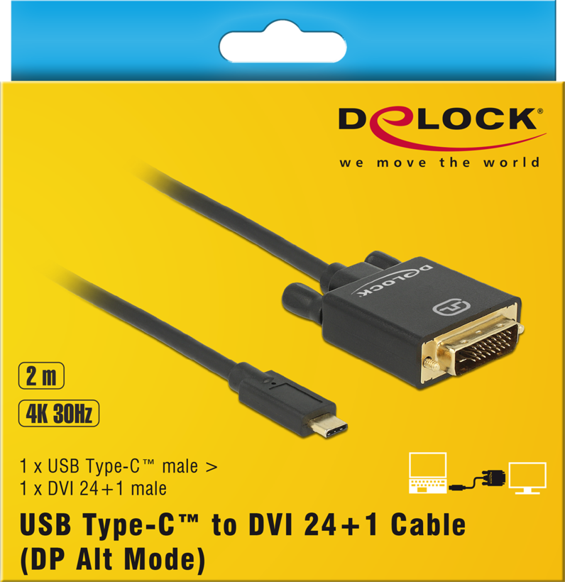 Adapter USB Typ C St - DVI-D St 2 m