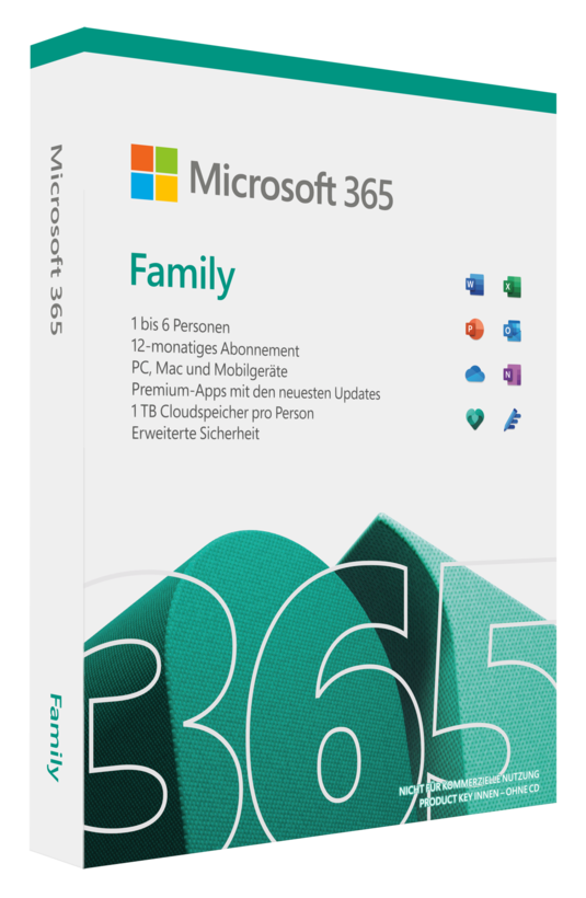 Microsoft M365 Family 1 License Medialess
