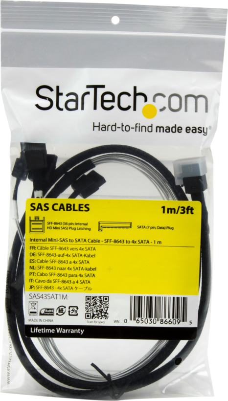 SAS Cable Int. SFF8643 - 4x SATA 1m